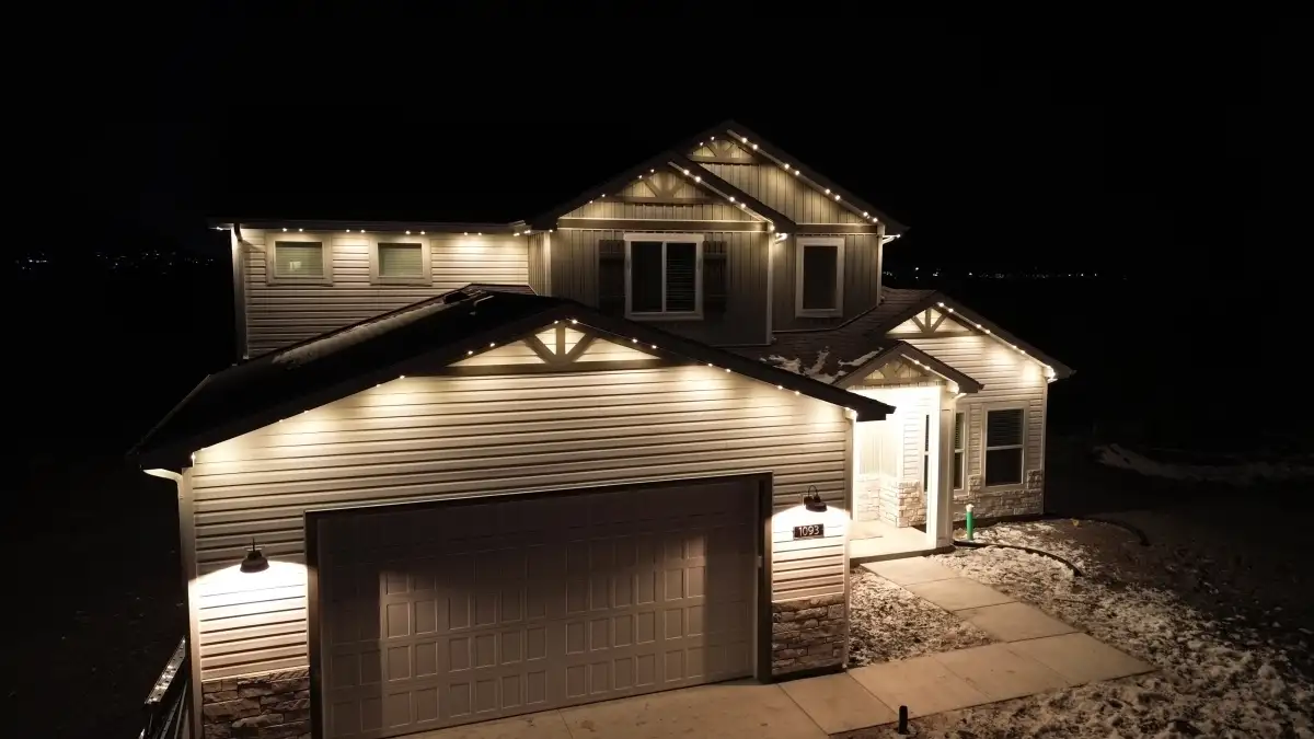 Outdoor accent lighting along eaves and trim