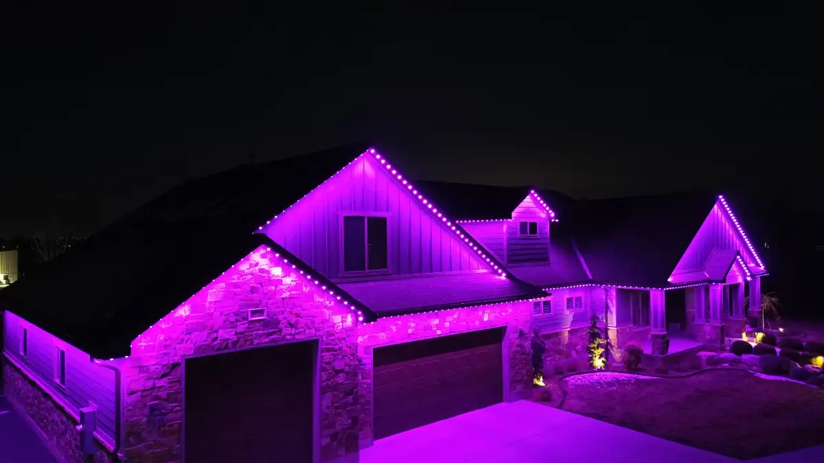 Festive holiday lighting on a Midlands SC property